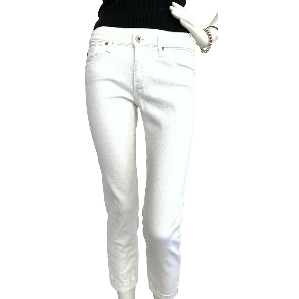 AG Adriano Goldschmied The Stevie Roll Up Jeans White Slim Straight Women's 27